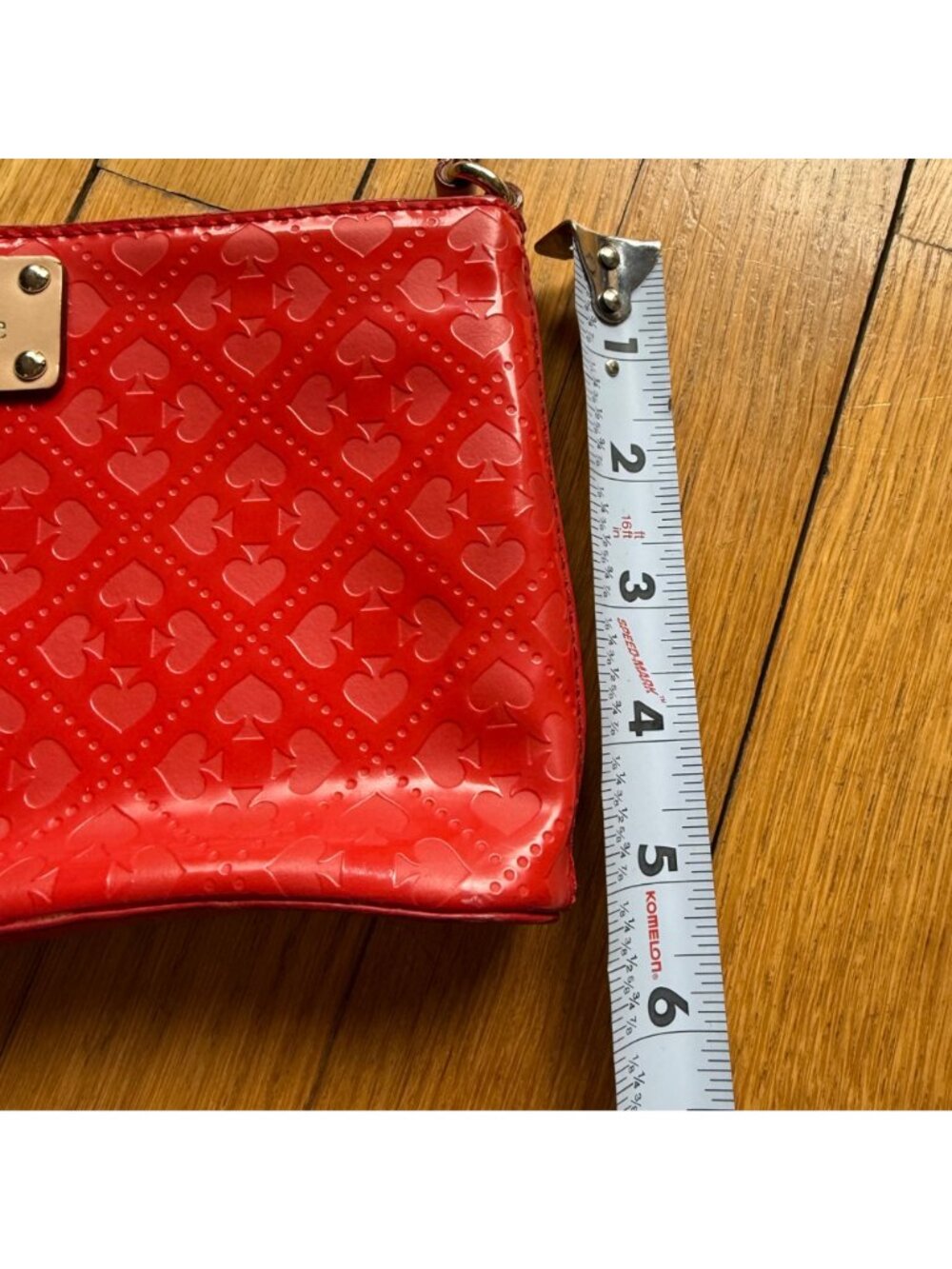Kate Spade NY Red Patent Leather Deboss Logo Emerald Avenue Crossbody Bag - Picture 6 of 16
